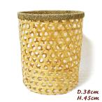 バンブーのランドリーバスケット円筒型据置型斜格子Mサイズ[W.38cmxH...