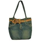 【現品限り】デニムのショルダーバッグ トートバッグ タイリボン エスニック おしゃれな アジアン 布製 バッグ アジアン雑貨 バリ雑貨 タイ雑貨