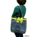 デニムのショルダーバッグトートバッグタイリボンエスニックおしゃれなアジアン...