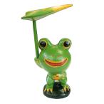  wooden leaf ... umbrella keep frog .[H. approximately 15cm] Asian miscellaneous goods burr miscellaneous goods 