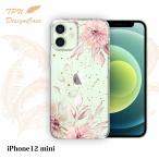 14時までの注文で当日発送 iPhone12 mini ソフトケース TPU クリアケース 透明 アイフォン12ミニ ケース 花 花柄 スプリングピンク