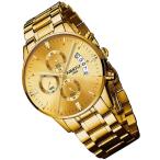 腕時計 メンズ うで時計 ゴールド ビッグフェイス クロノグラフ ビジネス ブランド 紳士 男性用 時計 日付 蛍光 高級 父の日プレゼント Watches NIBOSI