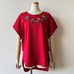ショッピングビーズ 【40％OFF SALE】アルベロベロ(Alberobello)オレボレブラぶたさんビーズ刺繍入り カットソーチュニック（レッド）【2025 SUMMER COLLECTION】送料無料