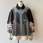 ショッピングパッチワーク アルベロベロ(Alberobello)オレボレブラぶたさん刺繍入り パッチワークブラウス（クロ）【2025 AUTUMN COLLECTION】送料無料