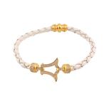 Yahoo! Yahoo!ショッピング(ヤフー ショッピング)アンコキーヌ Anne Coquine イタリアン合皮（ゴールド）手編みブレスレット（シロ）S M L LL （4202-01） クロスモチーフ ブレスレット