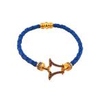 Yahoo! Yahoo!ショッピング(ヤフー ショッピング)アンコキーヌ Anne Coquine イタリアン合皮（ゴールド）手編みブレスレット（ブルー）S M L LL （4202-03） クロスモチーフ ブレスレット