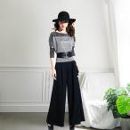 パンツドレスグレーL即納ベルト付ツ...