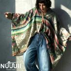 ショッピングPT ドビー織り ブラウス レディース ワイド 長袖 総柄 送料無料・100ptメール便可