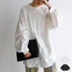 リネン レース パッチワークレースシャツ レディース 長袖 送料無料・再再販。500ptメール便可