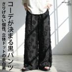 ショッピング水玉 ワイドパンツ レディース ドット柄 ウエストゴム 送料無料・500ptメール便可