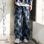 幾何学柄 デニムパンツ パンツ メンズ 送料無料・メール便不可