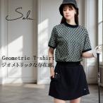 ジオメトリック柄Tシャツ レディース ゴルフウェア 送料無料・6月29日10時〜発売。50ptメール便可