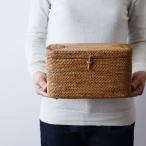 再制作　伝統工芸アタ細工 蓋つき 小物入れ マスクケース バスケットトイレットペーパー M52