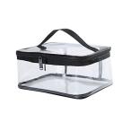 透明 化粧ポーチ トラベルポーチ ジッパー防水透明ポーチ コスメポーチ ポータブル クリアポーチ メイクアップバッグ 透明旅行収納ポーチ ハンドル付き