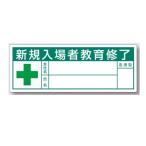 ヘルメット用ステッカー　新規入場者教育終了「会社名・氏名・血液型」30×80mm 10枚セット【送料300円 ゆうパケット対応】869-A