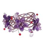 ［新品］NOVICA Multi-Gem Amethyst Stainless Steel Wrap Bracelet, Violet Garland'