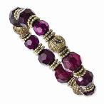 ［新品］FB JEWELS Gold Tone Purple Crystal Stretch Bracelet