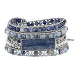 ［新品］Kyanite Bar Stone Blue Vine Stone Hematite Crystal 5 Wraps Bracelets for Wo
