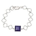 ［新品］NOVICA Lapis lazuli .925 Sterling Silver Link Bracelet 'Square Blue'