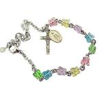 ［新品］RIF Store Silv-r Tone Butterfly Beads Bracelet with Miraculous and Crucifix