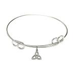 ［新品］RIF Store Rhodium Plate Double Loop Bangle Bracelet with Trinity Knot Charm