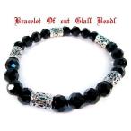 Yahoo! Yahoo!ショッピング(ヤフー ショッピング)ブラックスピネル風 ブラックカットビーズ ゴシックメタルビーズ ブレスレット 数珠  3-5623