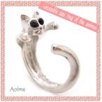 Yahoo! Yahoo!ショッピング(ヤフー ショッピング)猫　ねこ ネコ リング  フリーサイズ 指輪 キャット ＣＡＴ　アニマル アクセサリー ジュエリー レディース ラップリング