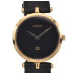 Yahoo! Yahoo!ショッピング(ヤフー ショッピング)【GUCCI】グッチ シェリーライン GP/レザー 黒文字盤 クォーツ メンズ D#102553