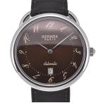 △ ☆良品【HERMES】エルメス アルソー AR4.810 SS/レザー 自動巻き メンズ L#1 ...