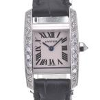 カルティエ CARTIER WE70039H タンキッシム MM ダイヤモンドベゼル K18WG/レザー クォーツ レディース 良品 A#141546