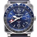 ベル＆ロス Bell＆Ross BR0393-BLU-ST/SCA BR03 GMT BLACK 自動巻き メンズ 極美品 箱・保証書付き C#146966