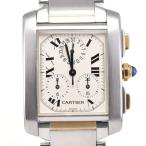 カルティエ CARTIER W51004Q4 タンクフランセーズLM デイト アイボリー クォーツ メンズ 良品 腕時計 G#147289