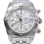 ブライトリング BREITLING A13357 クロノコックピット クロノグラフ ホワイトシェル 自動巻き メンズ 良品 腕時計 L#148095