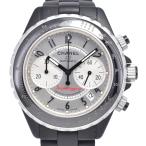 シャネル CHANEL H2039 J12 スーパーレッジェーラ クロノグラフ デイト シルバー 自動巻き メンズ 良品 腕時計 Q#149242