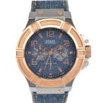 Yahoo! Yahoo!ショッピング(ヤフー ショッピング)☆美品【Guess】ゲス リガー W0040G6 青文字盤 GP/デニムバンド クォーツ メンズ M#95901