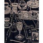 手ぬぐい「ブックカフェ/ベージュ」(design　by　工房カモ)