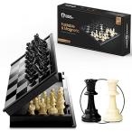 Chess Armory トラベルチェスセット 9.5インチ x 9.5インチ 子供用ミニチェスセット 折りたたみ式磁気チェスボード収納 並行輸入