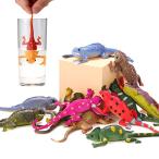 トカゲの動物フィギュア 6インチ 色変更可能 伸縮性あり リアルな爬虫類おもちゃセット テーマパーティー グッディーバッグフィラー カー 並行輸入