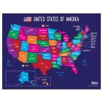 米国州と首都の地図 - カラフルな米国地図と首都 - アメリカの地図ポスター - アメリカの地図州と首都ポスター - 北米地図 - 子供 並行輸入