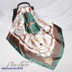 ショッピングスカーフ シルク タッチ スカーフ レディース 春 夏 秋 冬 用 サテン 生地 馬 馬車 柄 正方形90*90cm