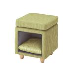 ペット スツール 角型 ハウス グリーン ベッド 犬 ネコ ナチュラル クッション 椅子 可愛い ファブリック 輸入雑貨 リビング 脚付き シンプル