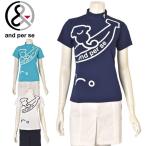 アンパスィ and per se ゴルフ 2025春夏新作 レディース 半袖ハイネックシャツ モックネック 服 ゴルフウェア
