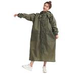 BUQIREN レインコート レディース 自転車レインポンチョ 耐久 撥水 超軽量 リュックにも対応 ロング丈おしゃれ 通勤通学 防風防水