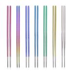 Boundless Voyage チタン 箸 キャンピングチタン箸 角箸 アウトドア箸 カラーチタン 超軽量 収納袋付き (全7膳)