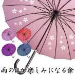 傘 16本骨 露桜 レディース ジャンプ傘 雨に濡れると桜柄が浮き出る傘 長傘 ラッピング 贈り物 母の日 プレゼント