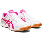  Asics настольный теннис обувь ATTACK HYPERBEAT 4 WHITE/PINK GLO 1073A056 101 22.5 cm белый × розовый свечение 