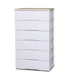 ショッピングウッド ウッドトップチェスト 6段 幅80.5cm 完成品 アイリスオーヤマ ホワイト/ペアー HG-806 メーカー直送