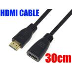 [HDMI-ANE] HDMI延長ケーブル 30cm 4k 2k対応 金メッキ端子 タイプA ハイスピード 接続コード AV機器 映像 配線 ジャック オーディオ