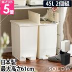 ゴミ箱 ごみ箱 SOLOW ソロウ ペダルオープンツイン 45L 2個セット 45リットル スリム ペダル キャスター 4つから選べる特典