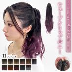 ポニーテール ウィッグ エクステ クリップ グラデーション ゆるふわ ウェーブ つけ毛 ヘアアクセサリー 付け毛 成人式 髪型 簡単 ワンタッチ 付け髪 ダンス